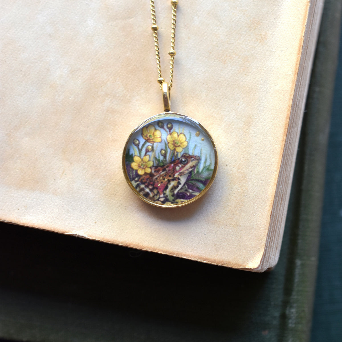 A Frog in the Buttercups Necklace