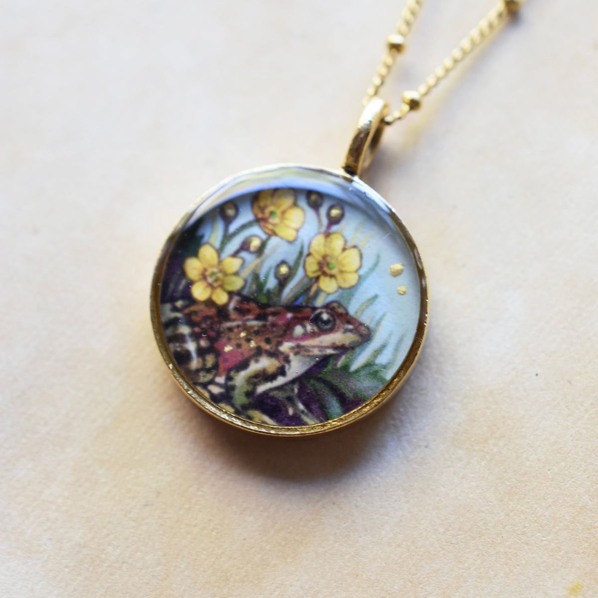 A Frog in the Buttercups Necklace