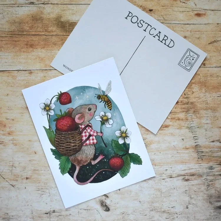 Strawberry Mouse Postcard