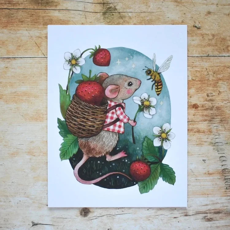 Strawberry Mouse Postcard